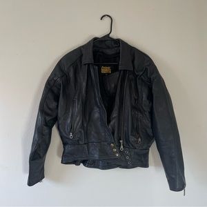 SOLD ProTech Black Leather Moto Jacket Women’s Small/Medium